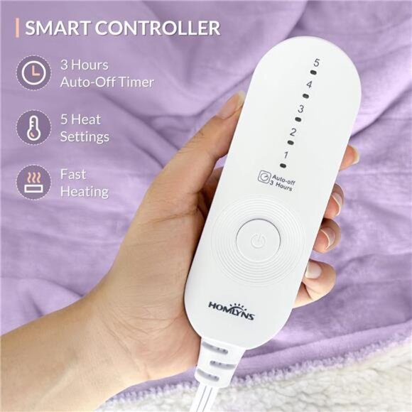 Heated Blanket Electric Blanket, Soft Flannel Sherpa Heated - Picture 2 of 7